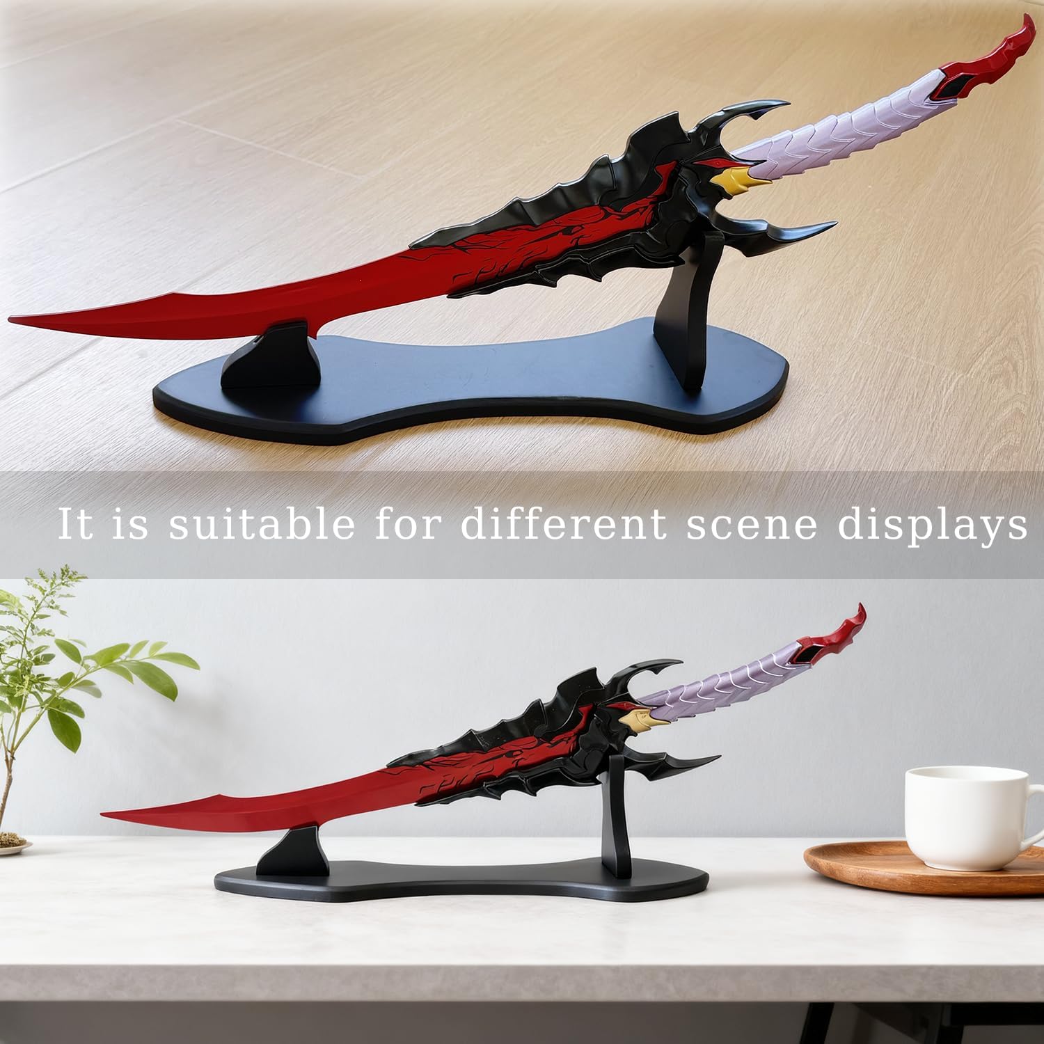 Abyssal Flame Reaver Solo Leveling Dagger - 24" Stainless Steel Anime Replica with Display Stand