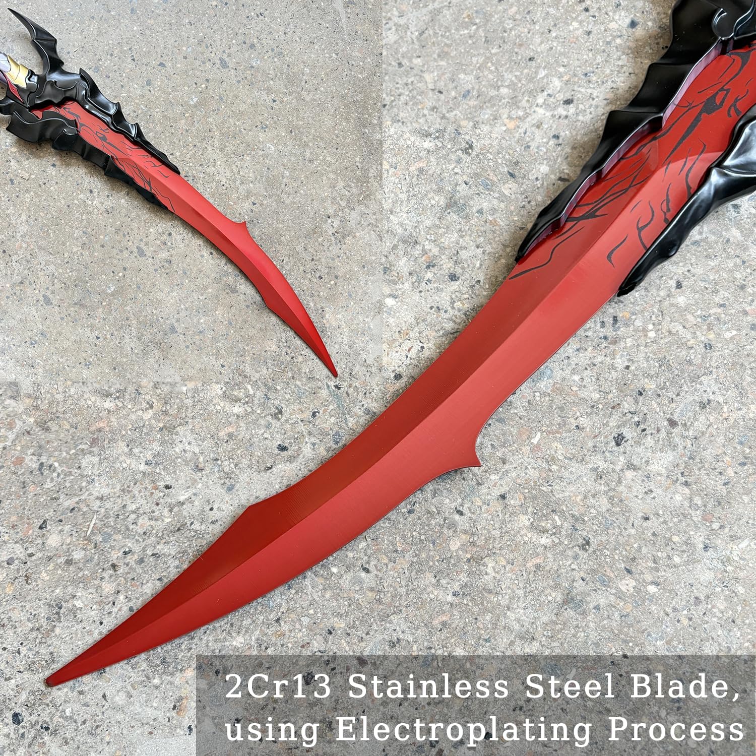 Abyssal Flame Reaver Solo Leveling Dagger - 24" Stainless Steel Anime Replica with Display Stand