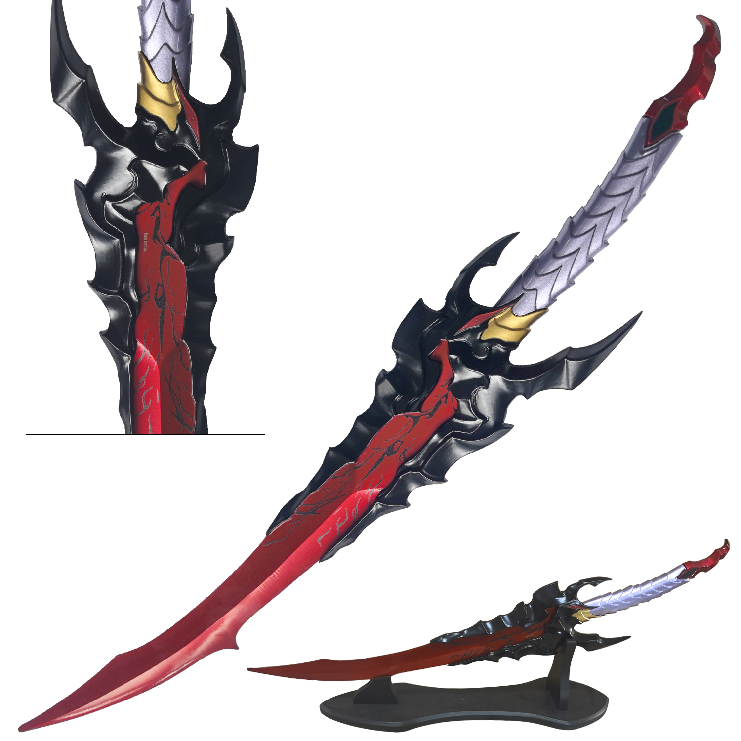 Abyssal Flame Reaver Solo Leveling Dagger - 24" Stainless Steel Anime Replica with Display Stand