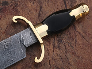 Custom Made Damascus Steel Bowie Knife with Buffalo Horn Handle