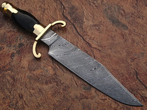 Custom Made Damascus Steel Bowie Knife with Buffalo Horn Handle