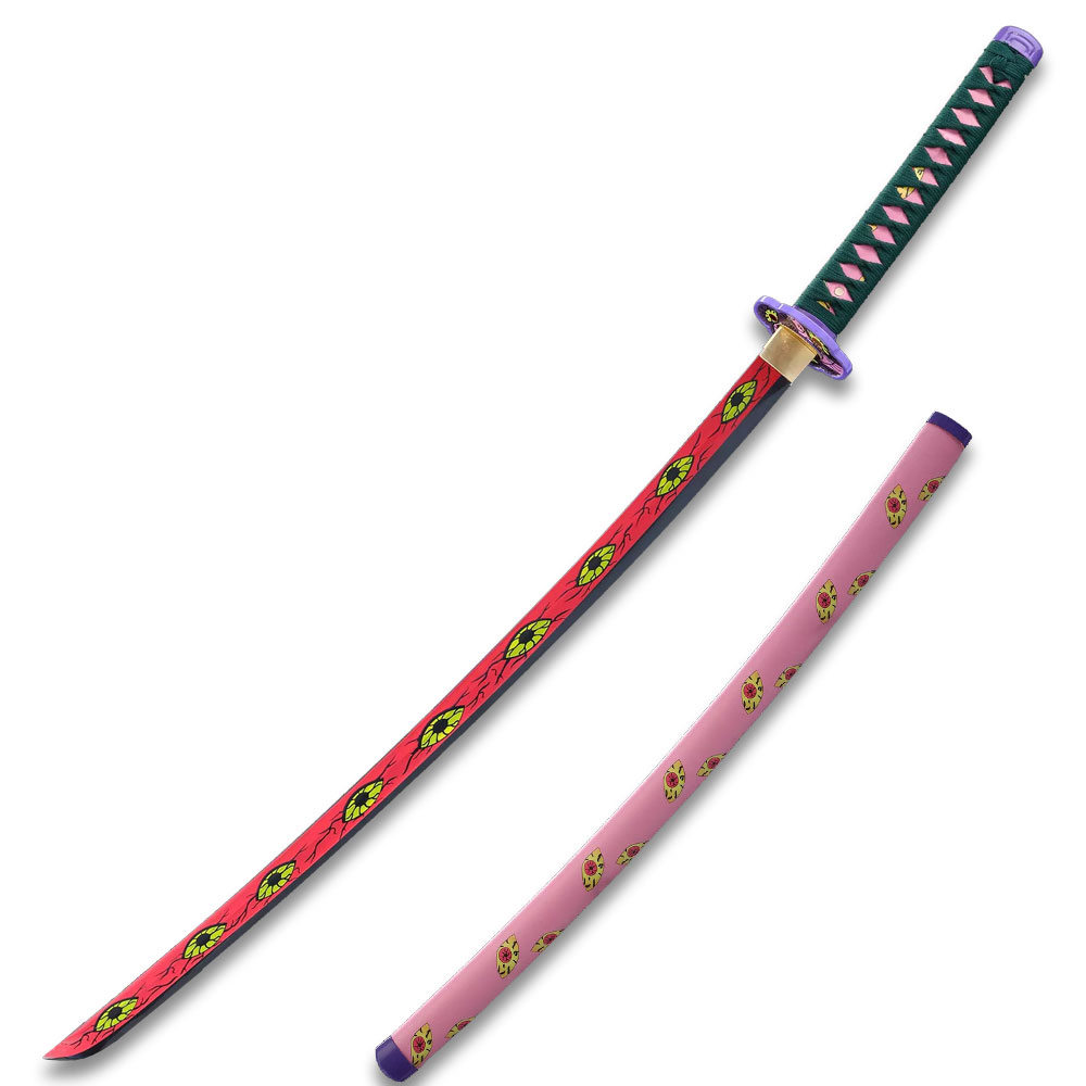 Demon Slayer  Larmuroki Pink Eyeballs Graphic Scabbard Handmade Katana Sword