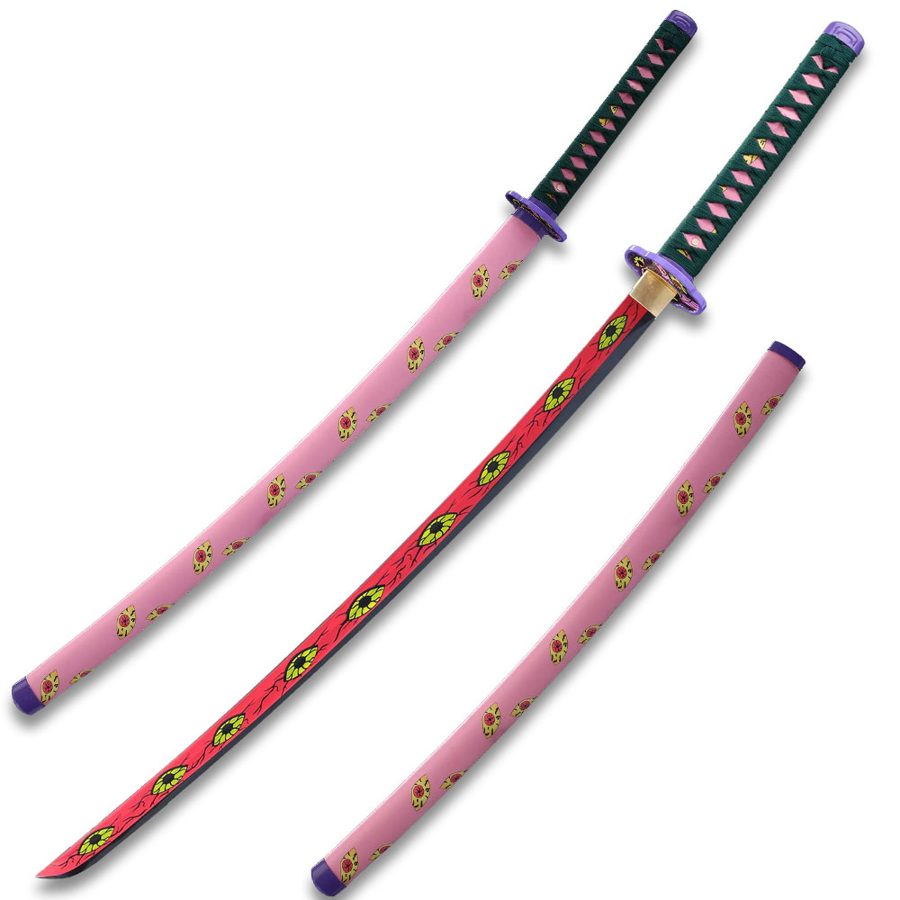 Demon Slayer  Larmuroki Pink Eyeballs Graphic Scabbard Handmade Katana Sword