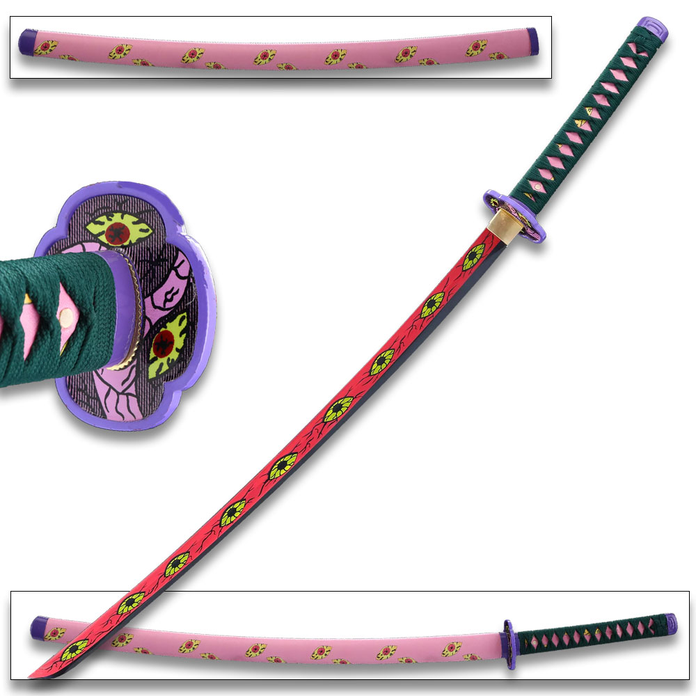 Demon Slayer  Larmuroki Pink Eyeballs Graphic Scabbard Handmade Katana Sword