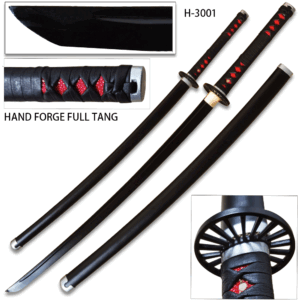 Full tang Hand Made DEMON SLAYER -TANJIRO Kamado Black NICHIRIN SWORD KATANA Metal