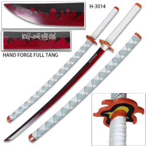 Full Tang Hand Made Demon Slayer - Kyojuro Rengoku Red Nichirin Sword Katana Metal