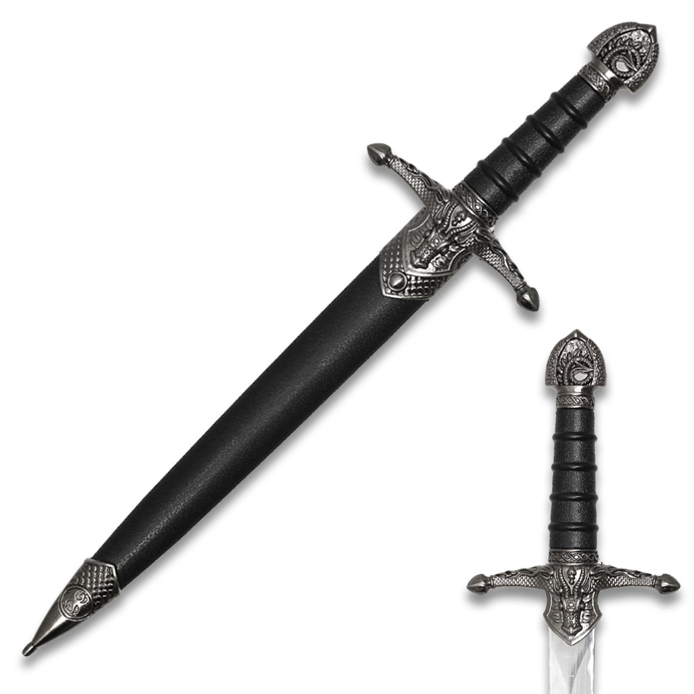 Dragon Dagger With Scabbard 14.55" overall Sliver Blade