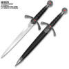 Crusader Dagger With Scabbard 14.5" Overall Sliver Blade & Red Jewel