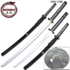 MOSHIRIO Handmade 1045 HC Two Piece Sword Set Black with Stand
