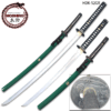 MOSHIRIO Handmade 1045 HC Two Piece Sword Set Green with Stand