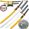 MOSHIRIO Handmade 1045 HC Two Piece Sword Set Yellow with Stand