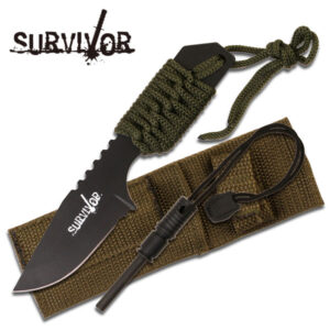 Survival Fire Starter Hunting Camping Knife w/ Flint Full Tang