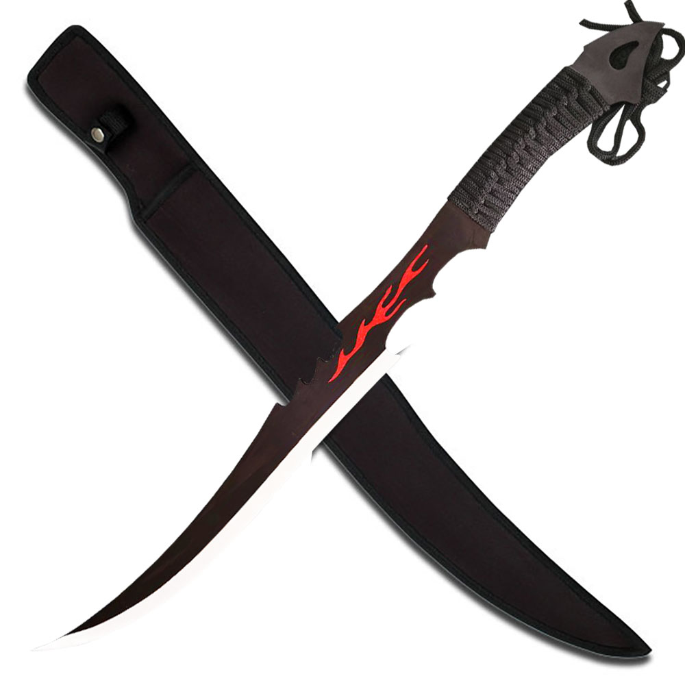 Inferno Fang Fantasy Curved Blade Sword with Sheath