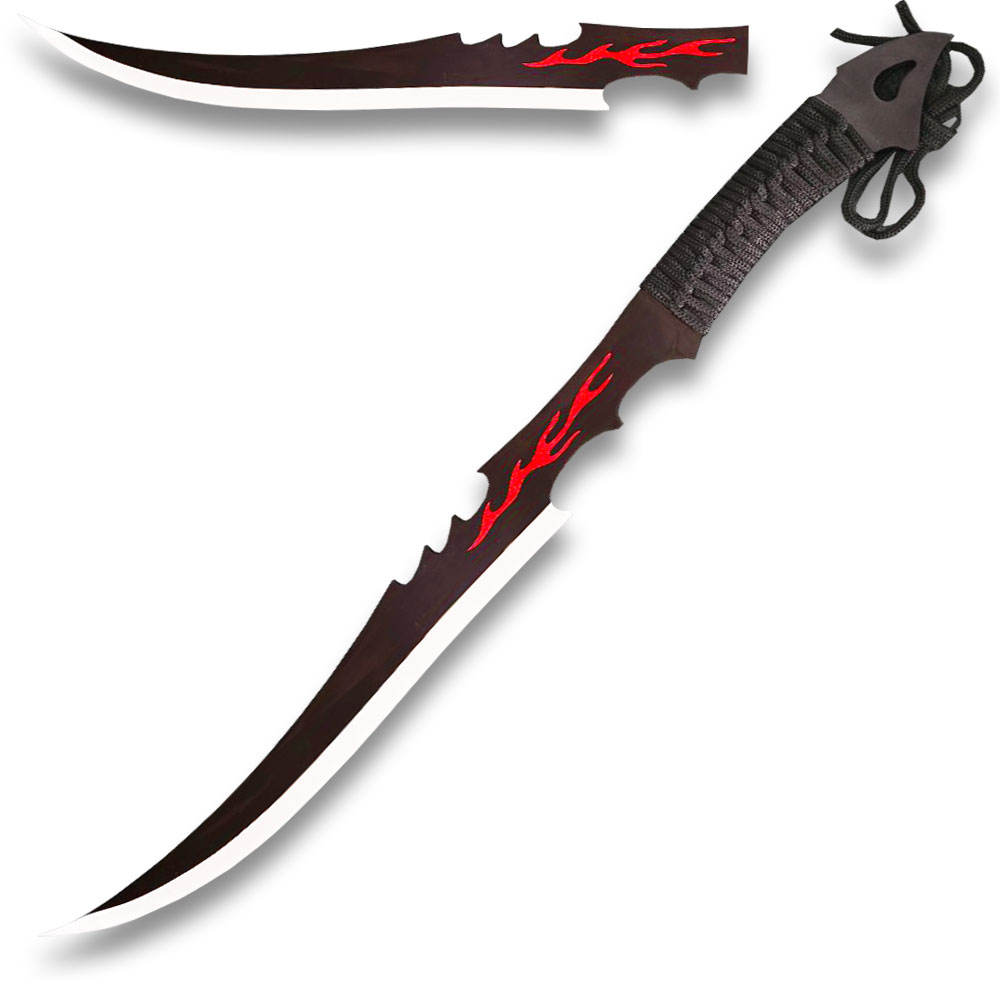 Inferno Fang Fantasy Curved Blade Sword with Sheath