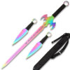 TITANIUM NINJA BAT WARRIOR SWORD 26.5" OVERALL 2 PCS THROWING KNIFE SET
