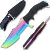 Rainbow Titanium Fixed Blade Tactical Knife with Full Tang 440 Stainless Steel
