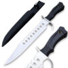 Tactical Silver Survival Bowie Fixed Blade Knife with Sheath