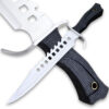 Tactical Silver Survival Bowie Fixed Blade Knife with Sheath
