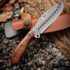 Crocodile Tooth Pattern  Hunting Knife Wood Handle Sharp Edge  9.5 inches