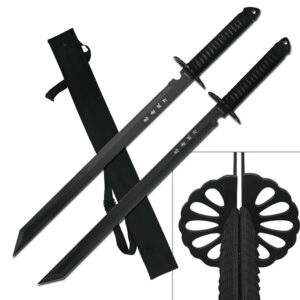Twin Ninja Swords, Two-Piece Set, Black, 28-Inch Overall
