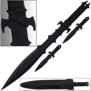 Ninja Sword & Throwing Knives Set Night Ops Covert w Sheath