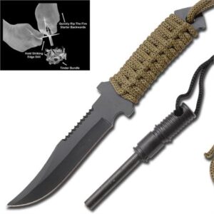 Trail Point Full Tang Fire Starter Knife Kit