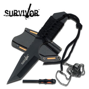 SURVIVOR  FIXED BLADE NECK KNIFE W/ FIRE STARTER
