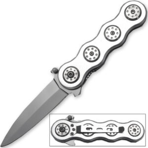 Infinite-X2 Spear Point Folding Knife EDC Pocket Clip Silver Finish
