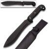 Full Tang Black Bowie Hunter Knife, 16 Inch Overall Length, Black Blade, Black Wood Handle