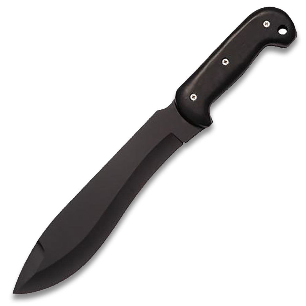 Full Tang Black Bowie Hunter Knife, 16 Inch Overall Length, Black Blade, Black Wood Handle