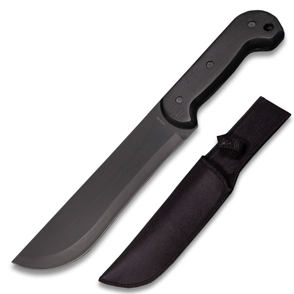 Shadow Fang Tactical Machete Knife Full Tang Blacked-Out Survival Blade w/ Sheath