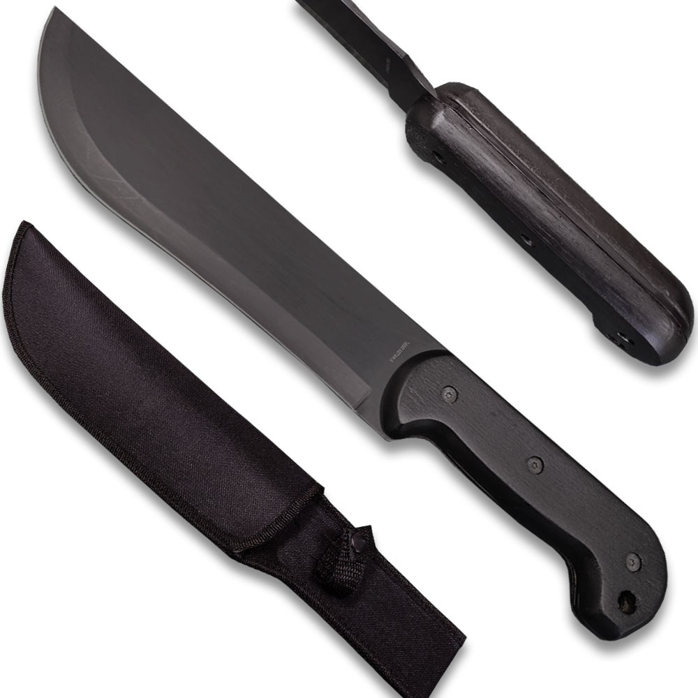Shadow Fang Tactical Machete Knife Full Tang Blacked-Out Survival Blade w/ Sheath