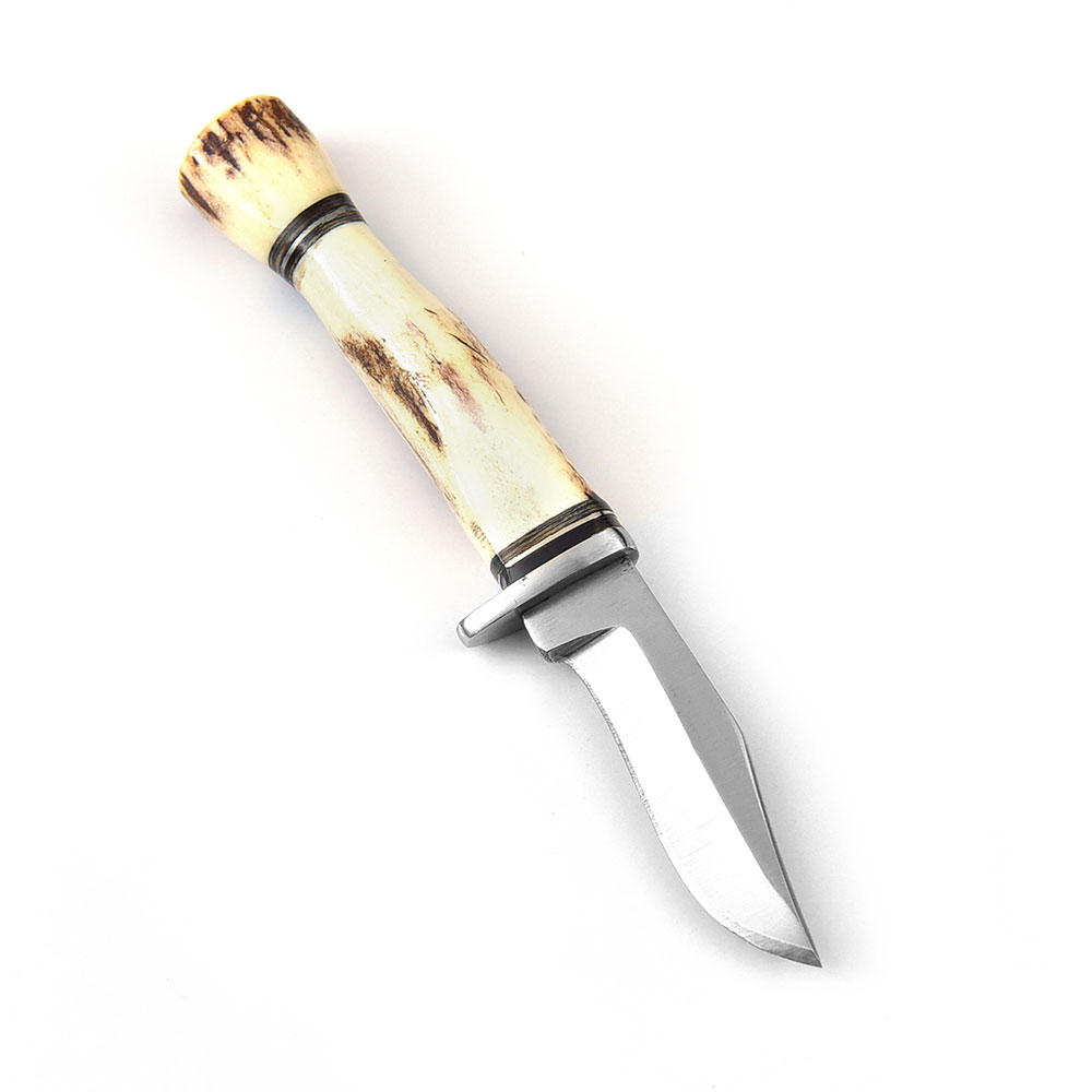 WHITE DEER Slim-Stag Handle Knife 440C Stainless Steel