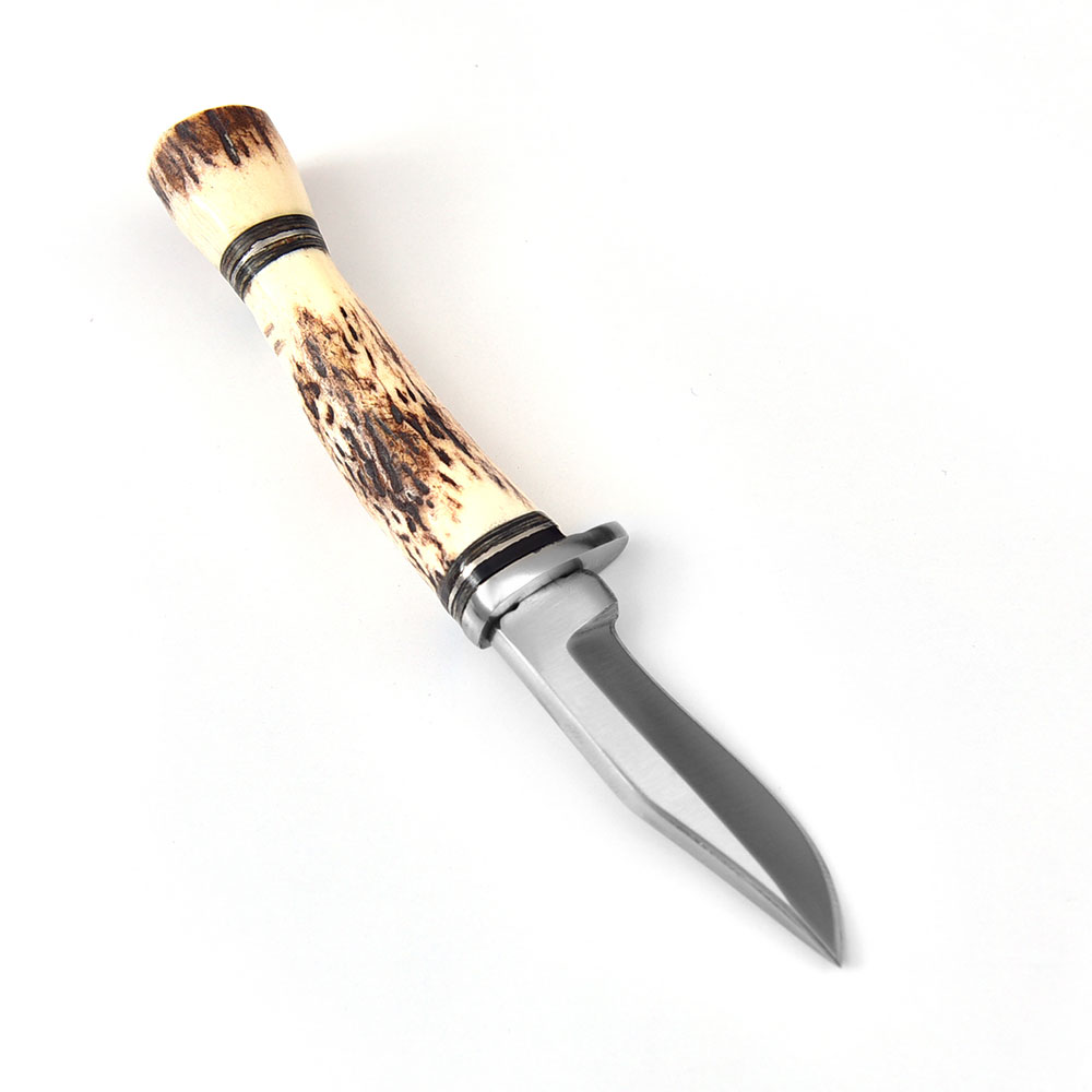 WHITE DEER Slim-Stag Handle Knife 440C Stainless Steel
