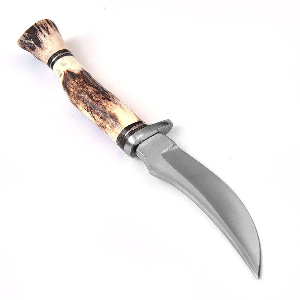 WHITE DEER Slim Stag Handle Knife 440C Stainless Steel