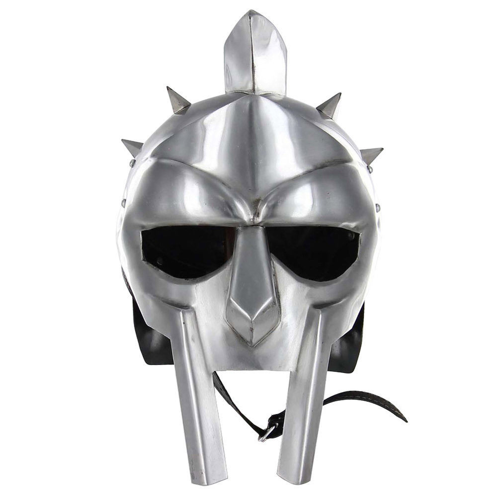 Gladiator Maximus Roman Silver Spiked Helmet 18 Ga Carbon Steel