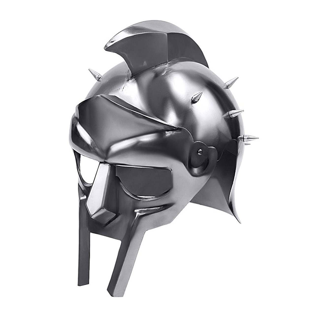 Gladiator Maximus Roman Silver Spiked Helmet 18 Ga Carbon Steel