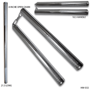 Heavy Duty Silver Nunchuck & Baton Combo