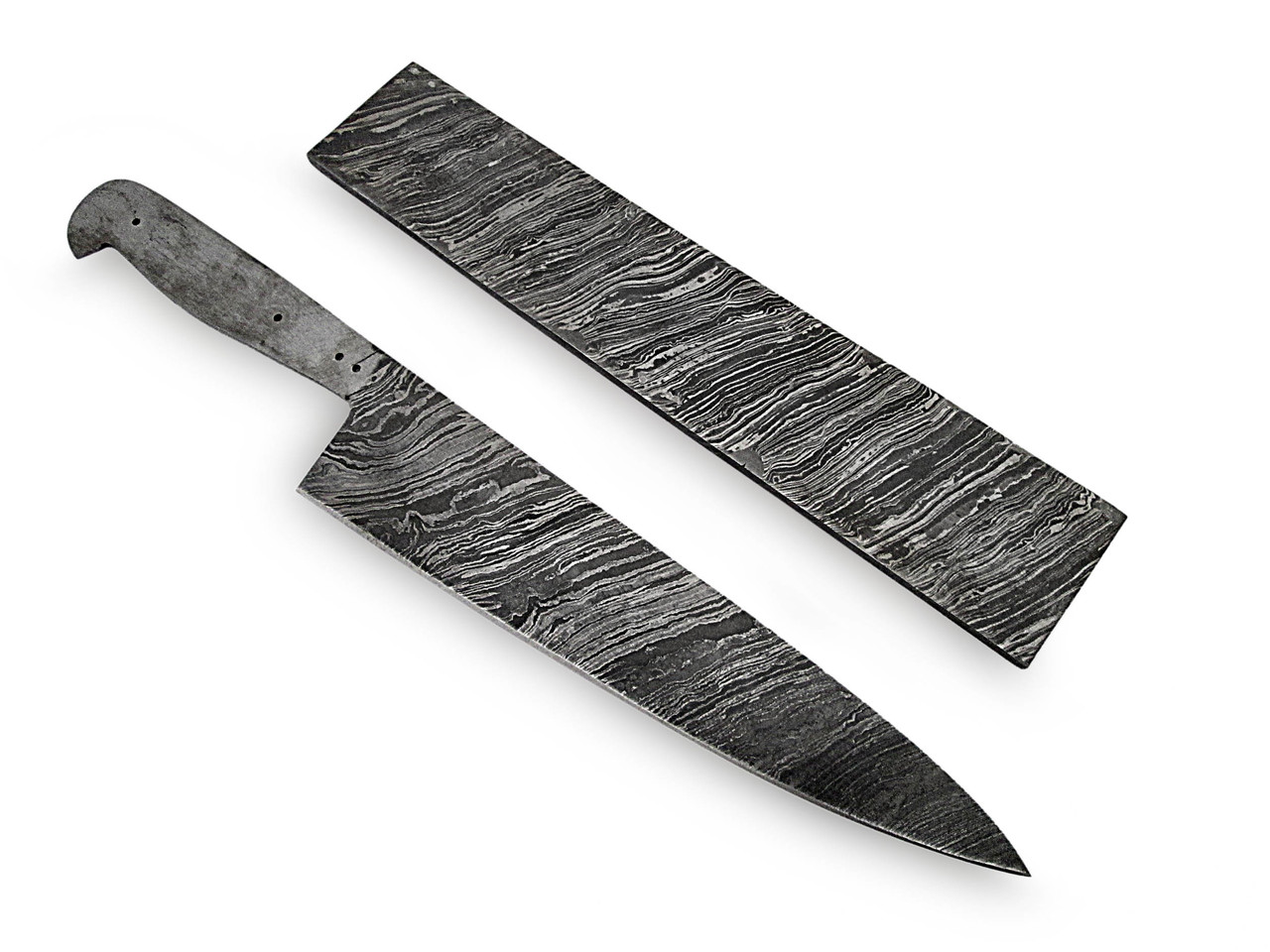 White Deer Damascus Steel LONG FIRE Pattern Billet Forge Welded 10in x 2in x 5.5mm Raw