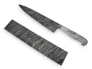 White Deer Damascus Steel LONG FIRE Pattern Billet Forge Welded 10in x 2in x 5.5mm Raw