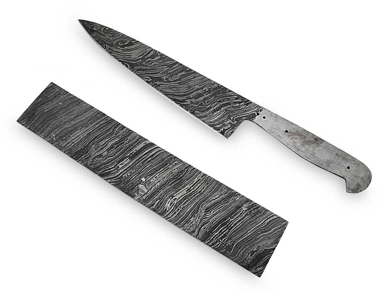 White Deer Damascus Steel LONG FIRE Pattern Billet Forge Welded 10in x 2in x 5.5mm Raw