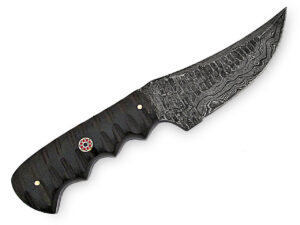 White Deer Tactical Operator Damascus Steel Knife Full Tang Grooved Micarta Handle