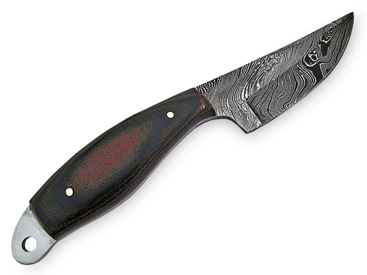 White Deer Expedition Damascus Steel Skinner Knife Micarta Handle