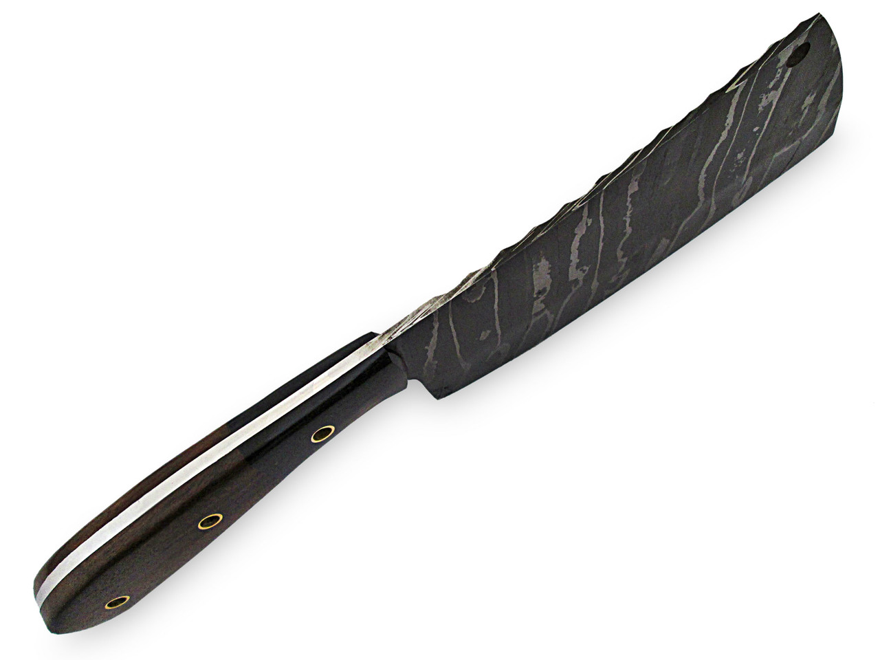 White Deer Grooved Damascus Steel Butchers Cleaver Knife Horn & Hardwood Handle