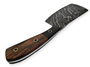 White Deer Grooved Damascus Steel Butchers Cleaver Knife Horn & Hardwood Handle