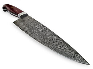 White Deer Damascus Steel Santoku Japanese Chef Knife Red Micarta Handle