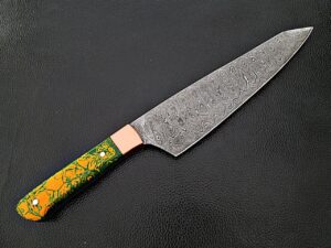 Pacific Rim Santoku Forged Chef Knife Resin Grips Damascus 1095 HC Steel by White Deer