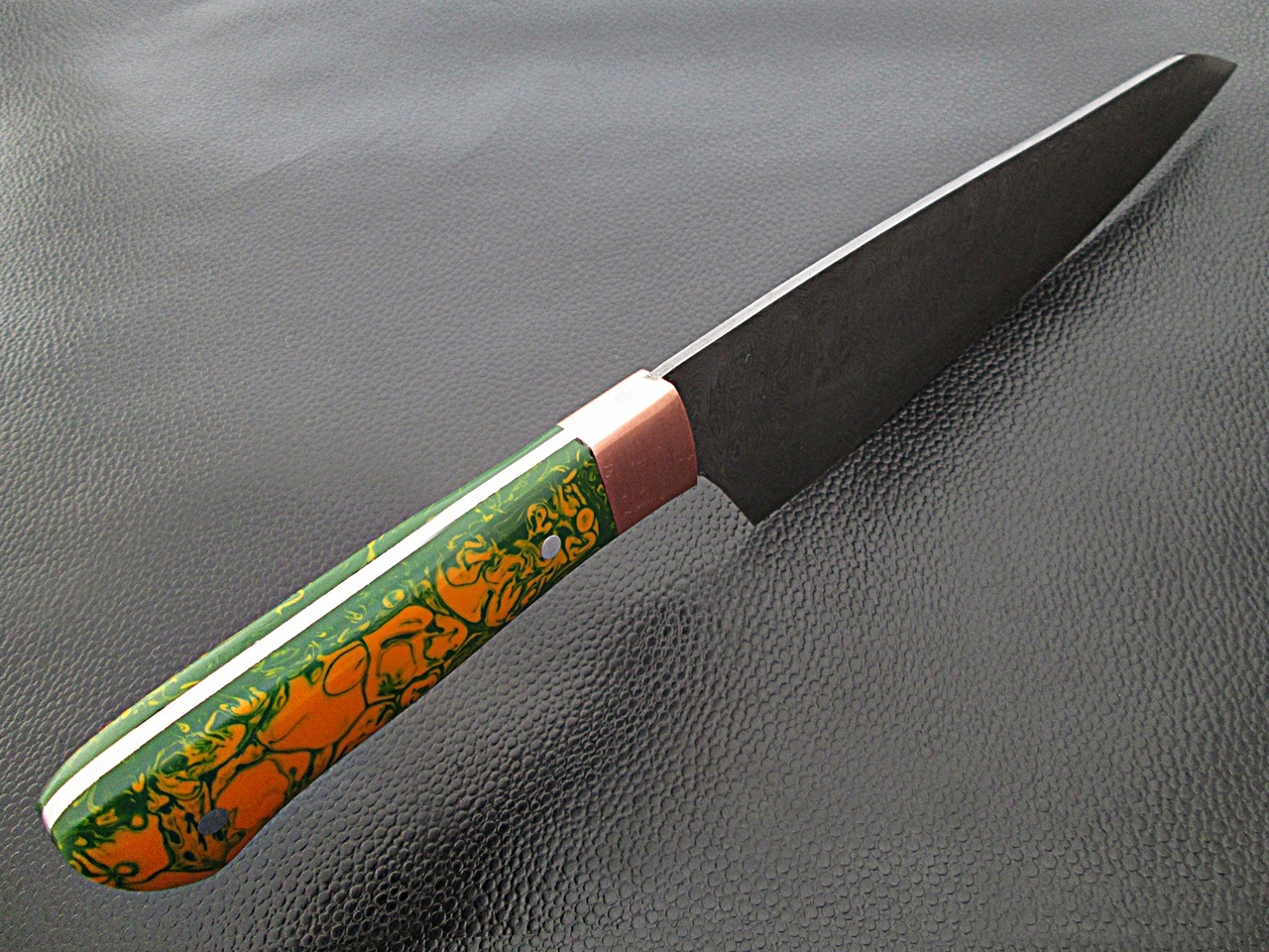 Pacific Rim Santoku Forged Chef Knife Resin Grips Damascus 1095 HC Steel by White Deer