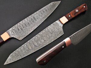Cocobolo Wood Grip Santoku Forged Chef Knife Damascus 1095 HC Steel by White Deer