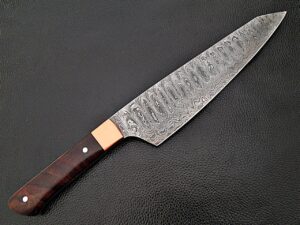 Cocobolo Wood Grip Santoku Forged Chef Knife Damascus 1095 HC Steel by White Deer